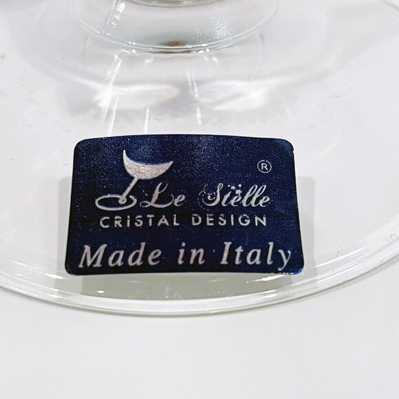 2 LE STELLE Italy Ruby Cut To Clear Crystal Wine Glasses By Cristal Desio - NEW - Picture 4 of 7